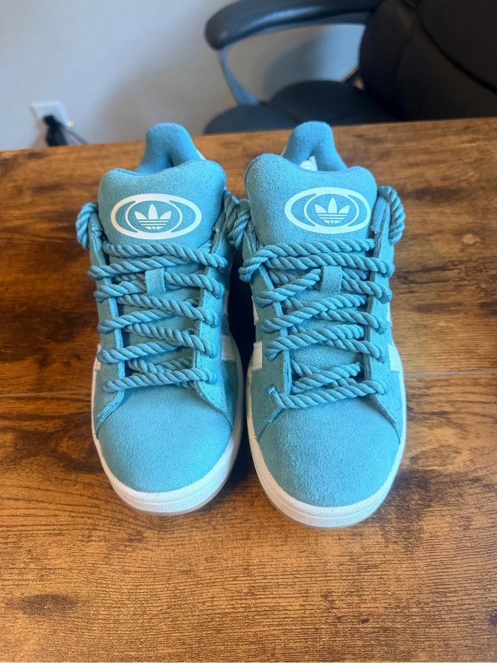 adidas Campus Suede Sneakers in Teal Blue and White 6W